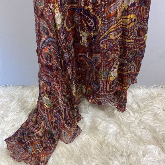 Anthropologie Love Sam Moroccan Paisley Wrap Dress V Neck Long Sleeve Size Small - Picture 7 of 15